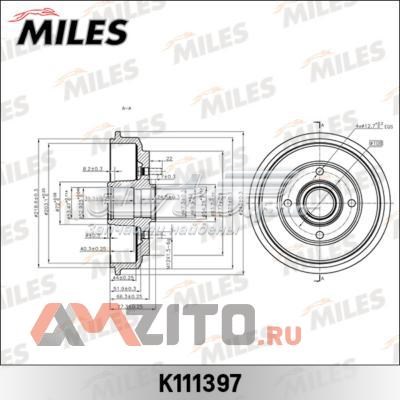 Тормозной барабан K111397 Miles