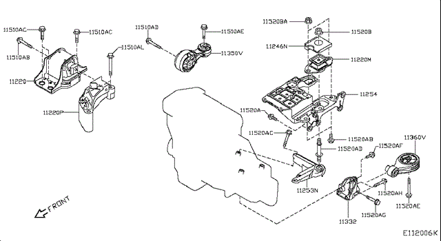 Подушка (опора) двигателя, правая нижняя Nissan/Infiniti 112101KC0B