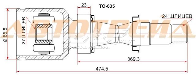ШРУС внутренний передний правый TO635 SAT