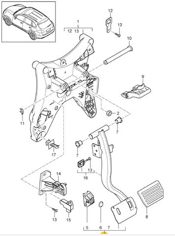 95842309301 Porsche pedal do freio