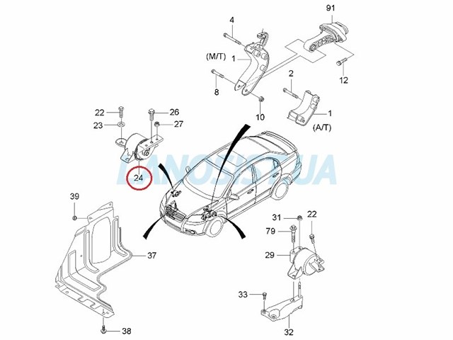 96535429 Geunyoung coxim (suporte direito de motor)