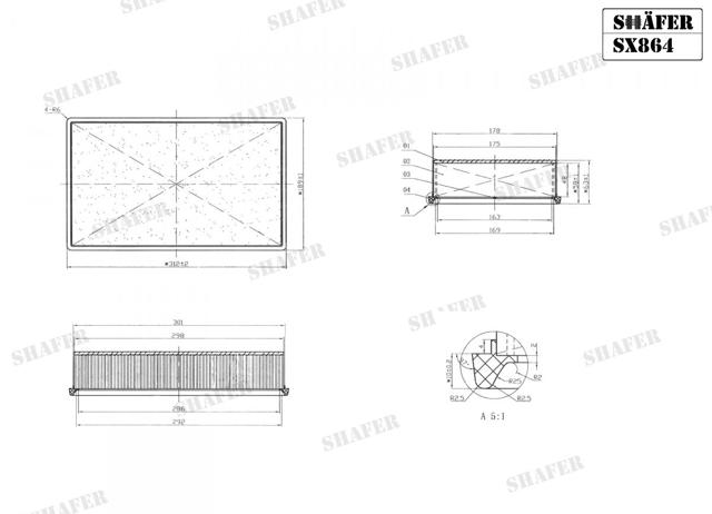 SX864 Shafer Воздушный фильтр двигателя