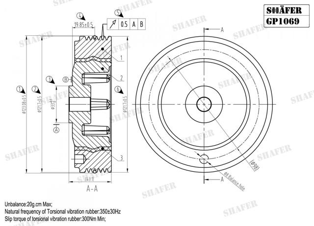 Polia de cambota Shafer GP1069 preço, a partir de 93,45 USD