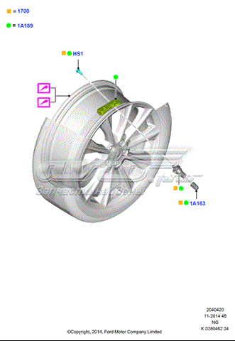 Вентиль для колеса FORD 2040067