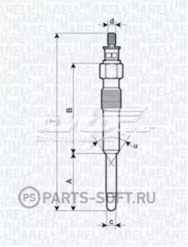 Свечи накала 062900007304 Magneti Marelli