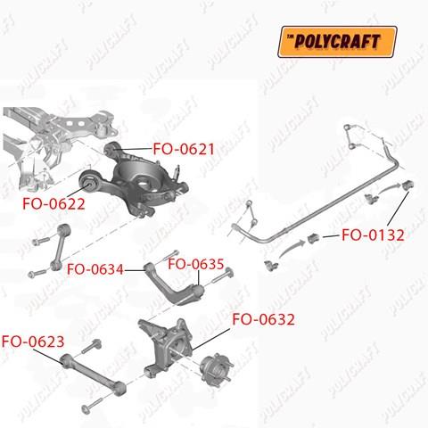 DG9Z5500C Polycraft braço oscilante inferior esquerdo de suspensão traseira