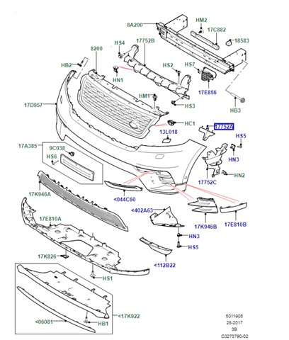 Кронштейн бампера переднего LR093501 Land Rover