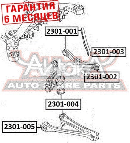 Сайлентблок заднего нижнего рычага 2301005 Akitaka