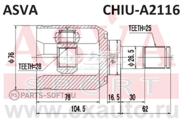 CHIUA2116 Asva ШРУС внутренний, передний