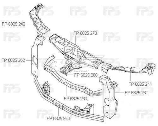 FP 6825 230 FPS suporte inferior do radiador (painel de montagem de fixação das luzes)