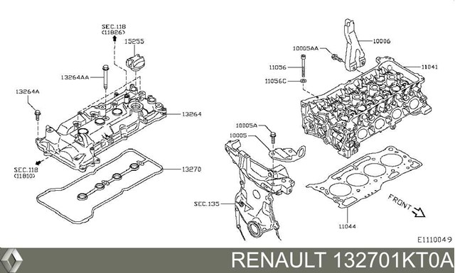 Прокладка клапанной крышки двигателя Renault (RVI) 132701KT0A