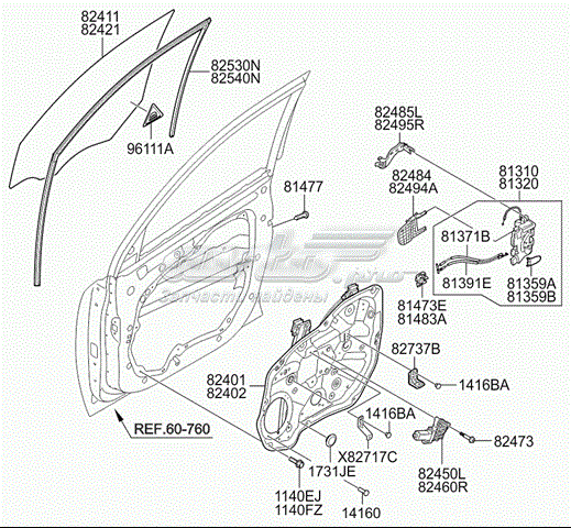 Стекло пассажирской двери Hyundai/Kia 824212P011 цена, от 25.42 USD