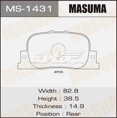 Колодки тормозные задние дисковые MASUMA MS1431