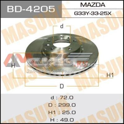 Диск тормозной передний Masuma BD4205