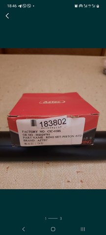 CIC038S Aztec Комплект поршневых колец, STD