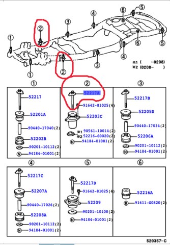 Болт подушки рами кузова 5221760030 TOYOTA