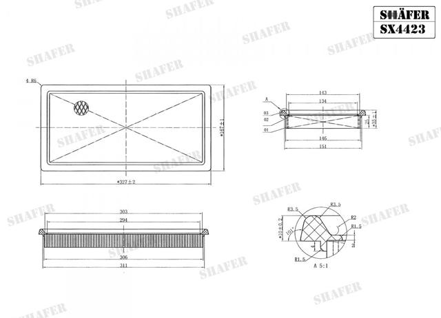 SX4423 Shafer Воздушный фильтр двигателя