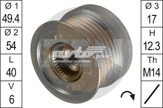 Купить ZN5464 ZEN Шкив ремня генератора