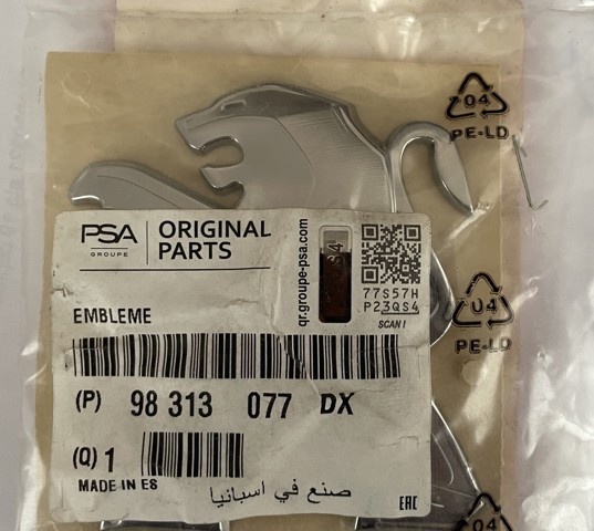 98313077DX Peugeot/Citroen Фирменный значек на багажник