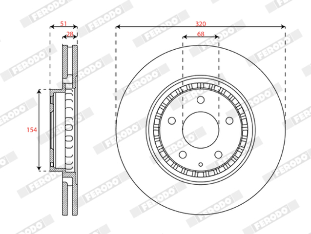 Диск тормозной передний FERODO DDF3070C