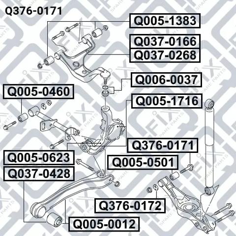Купить Q3760171 Q-fix Болт крепления заднего нижнего рычага, внутренний