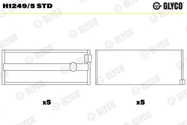 Купить H12495STD Glyco Вкладыши коленвала, коренные, комплект, стандарт (STD)