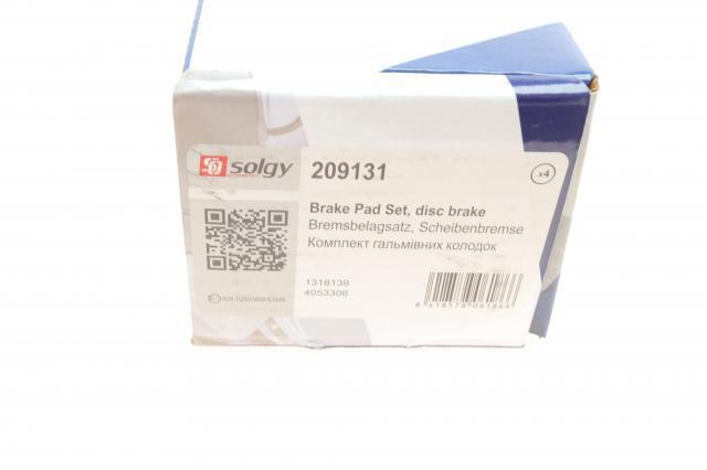 Передние тормозные колодки 209131 Solgy