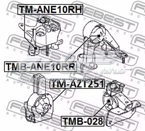 TMB-ANE10RR Febest bloco silencioso de suporte de coxim traseiro de motor