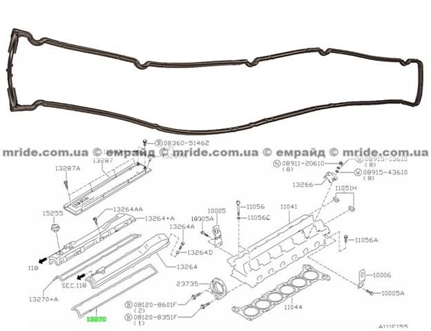 Купить 132705L301 Nissan/Infiniti Прокладка клапанной крышки двигателя правая