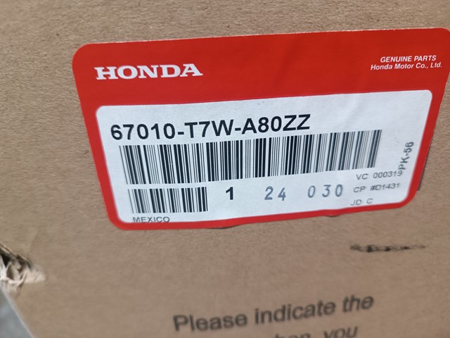 Honda 67010T7WA80ZZ