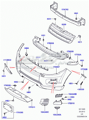 LR036189 Land Rover Кронштейн бампера переднего