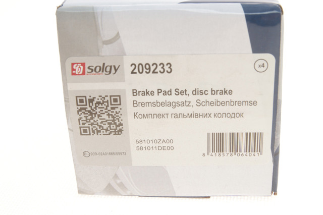 Колодки дисковые  Solgy 209233 цена, от 14.17 USD