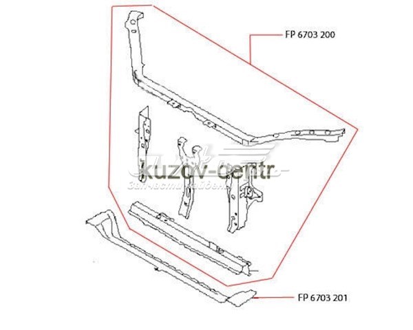 Suporte do radiador montado (painel de montagem de fixação das luzes) para Subaru Impreza (GH)