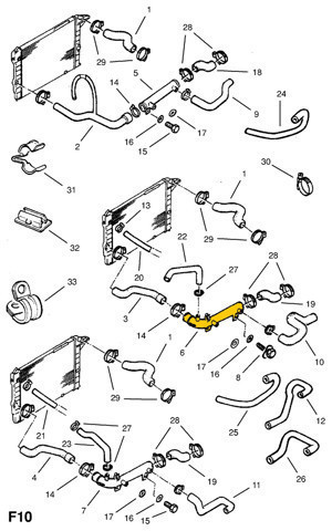 Тройник системы охлаждения на Opel Kadett E 35, 36, 45, 46