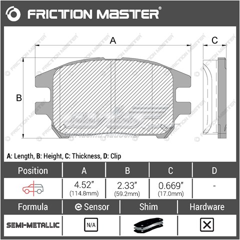 Передние тормозные колодки MKD930 Friction Master