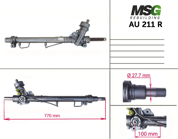 Реечный рулевой механизм MSG Rebuilding AU211R цена, от 232.41 USD