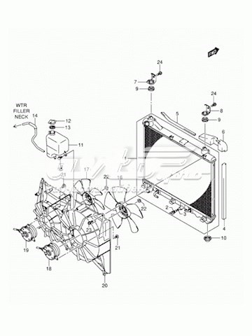 Ventilador (roda de aletas) do radiador de esfriamento esquerdo para Suzuki Grand Vitara (JB)