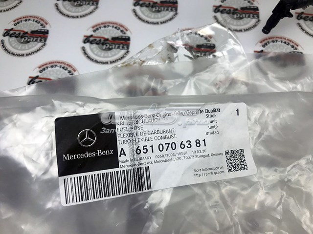 6510706381 MERCEDES Tubería de retorno de combustible de los inyectores original y equivalente