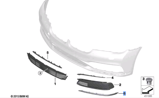 Молдинг решетки бампера переднего левый BMW 51117362695 цена, от 23.79 USD