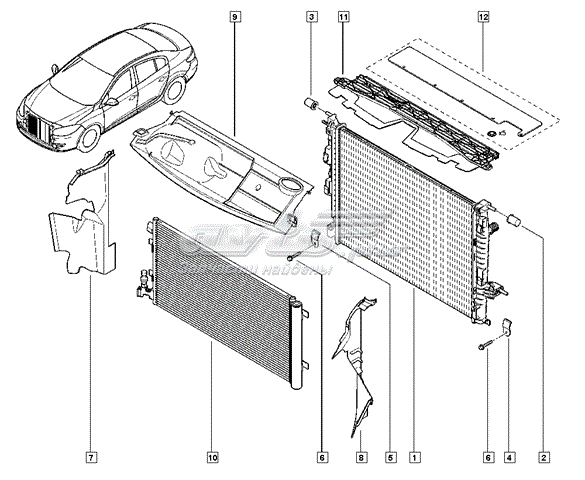 214100068R Renault (RVI) radiador de esfriamento de motor