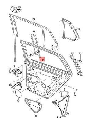 Guia de vidro de quadro da porta traseira direita para Volkswagen Golf (BA5, BV5)