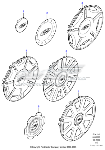 1070886 Ford coberta de disco de roda