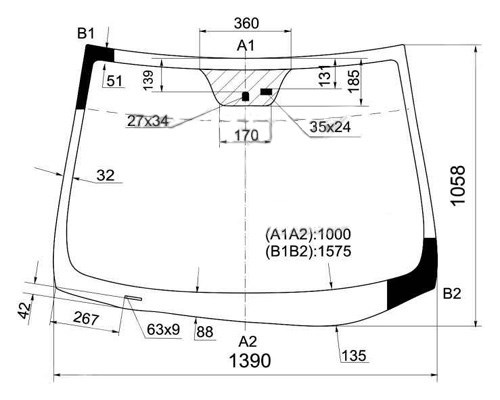 Лобовое стекло GS3228D12 XYG