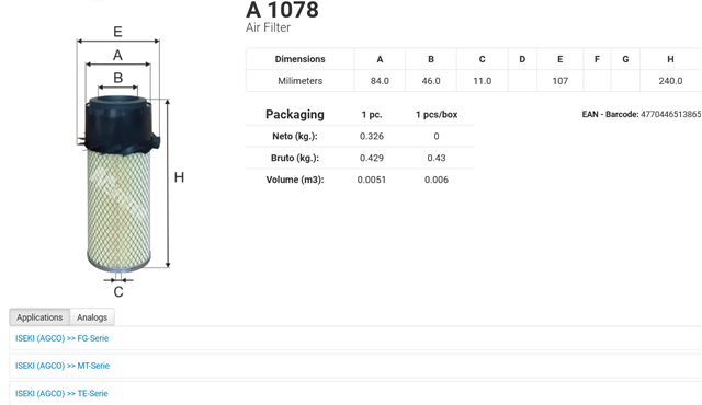  A1078 Mfilter