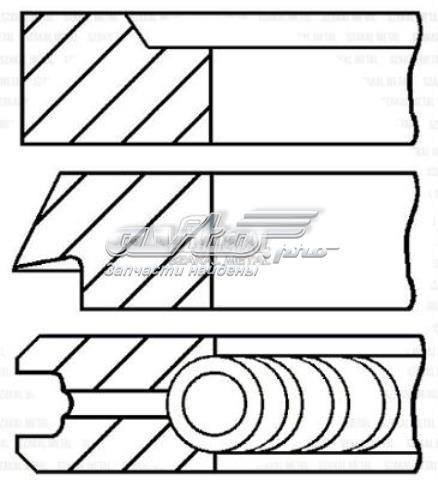 Кольца поршневые на 1 цилиндр, STD. GOETZE 0828780000