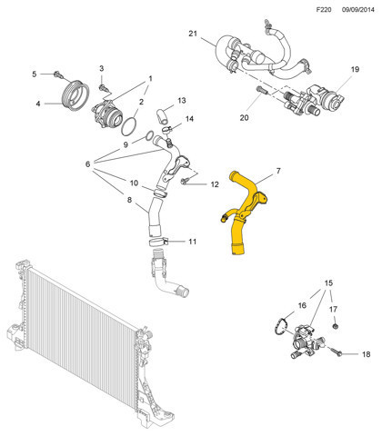 Патрубок системы охлаждения P0158 ACS