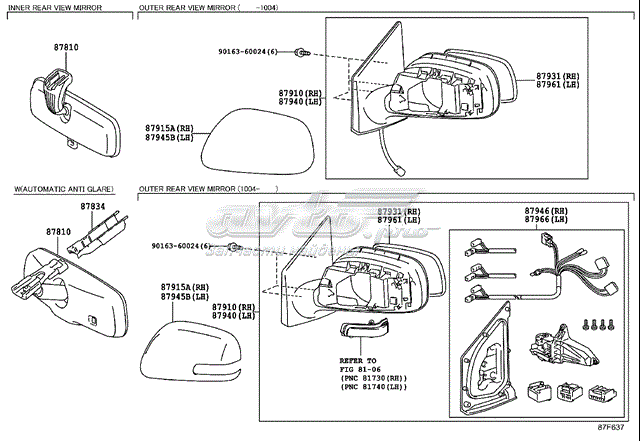 Зеркальный элемент левый TOYOTA 8796112E00