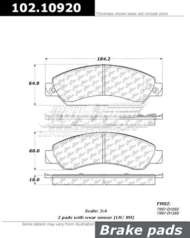 Колодки Centric Parts 10210920 цена, от 54.46 USD