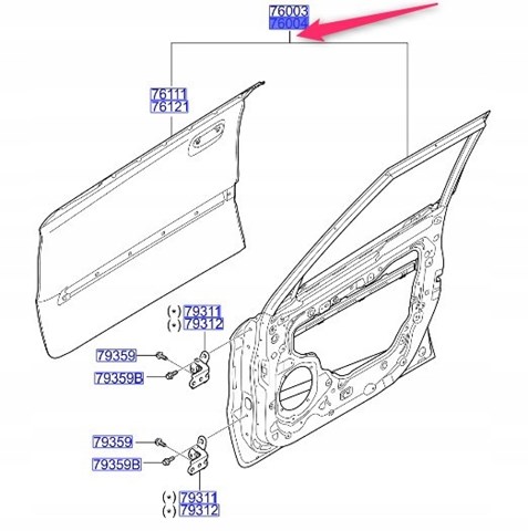 Дверь передняя правая 760042K060 Hyundai/Kia