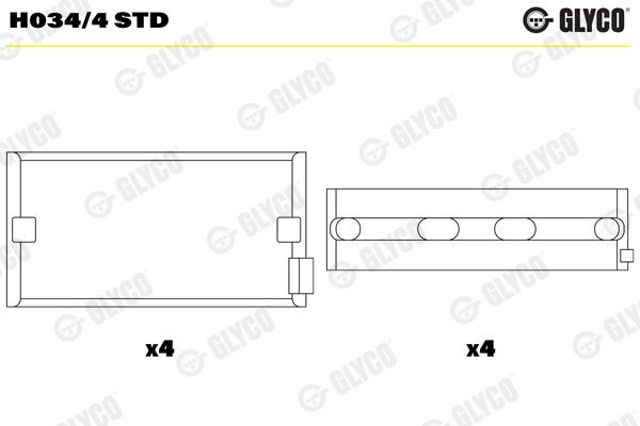 H0344STD Glyco folhas inseridas principais de cambota, kit, padrão (std)